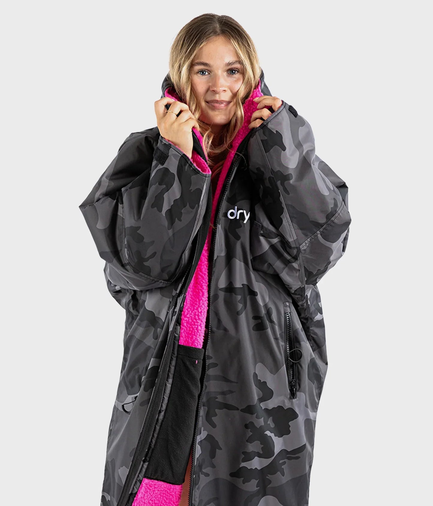 Dryrobe Advance Long Sleeve Black Camouflage Pink - RECYCLED