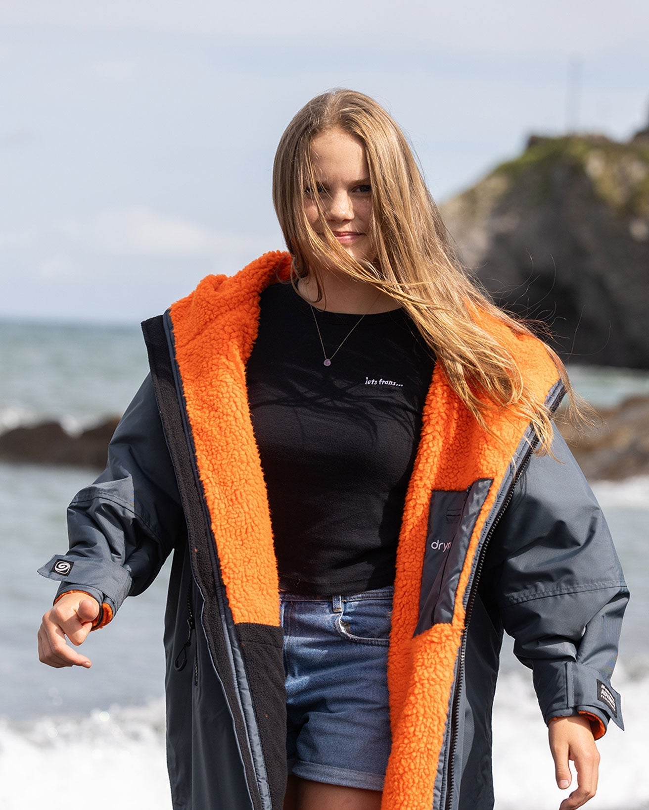  Dryrobe Advance Kids Long Sleeve Dark Grey / Orange
